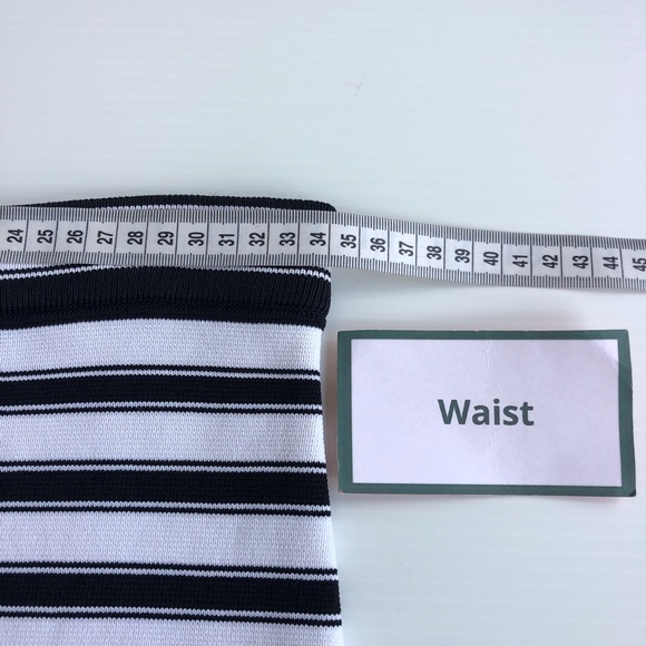 Portmans Womens Skirt Size S Knitted Midi Stretchy Ponte Pencil White Black EUC - Picture 3 of 6